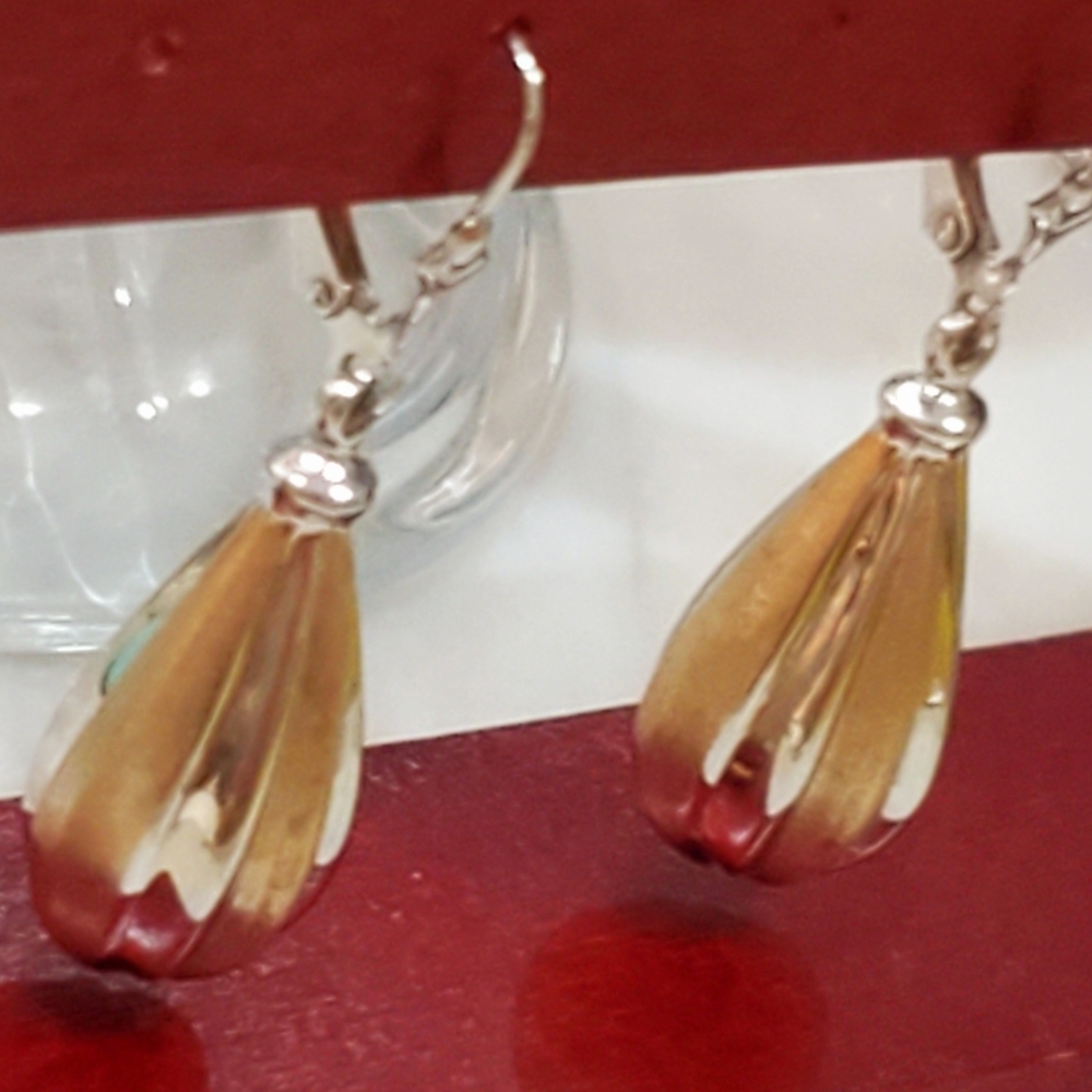 14K/SS TEARDROP EARRINGS